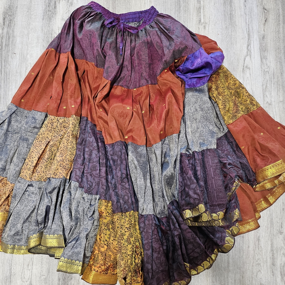 Elegant Multicolor Patchwork Maxi Skirt